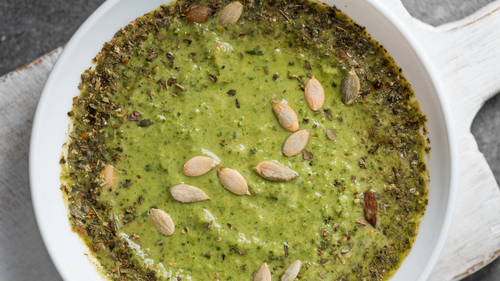 Spinach Hummus with Pumpkin Seeds (Ve)