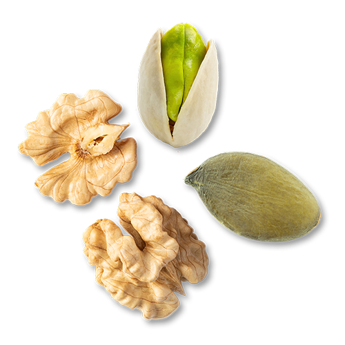 Walnuts, pistachios and pumpkin seeds